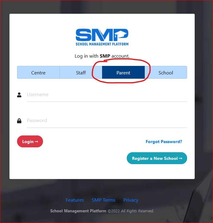 I am a parent how do I login to SMP?